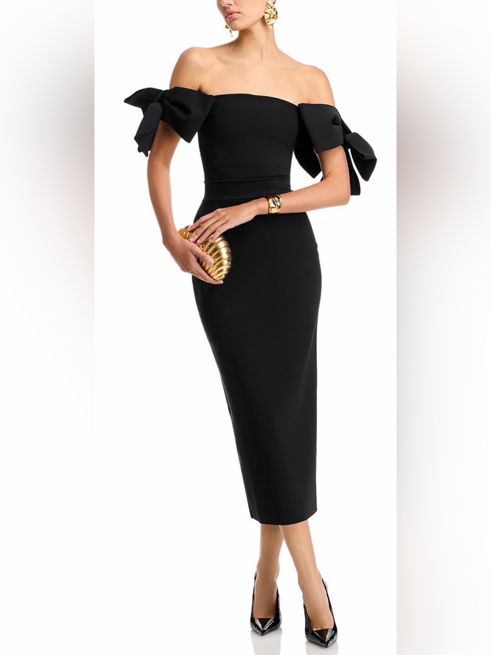 Chiara Boni Black One-Shoulder Top with Tied Sleeve Detail - Picture 2 of 7